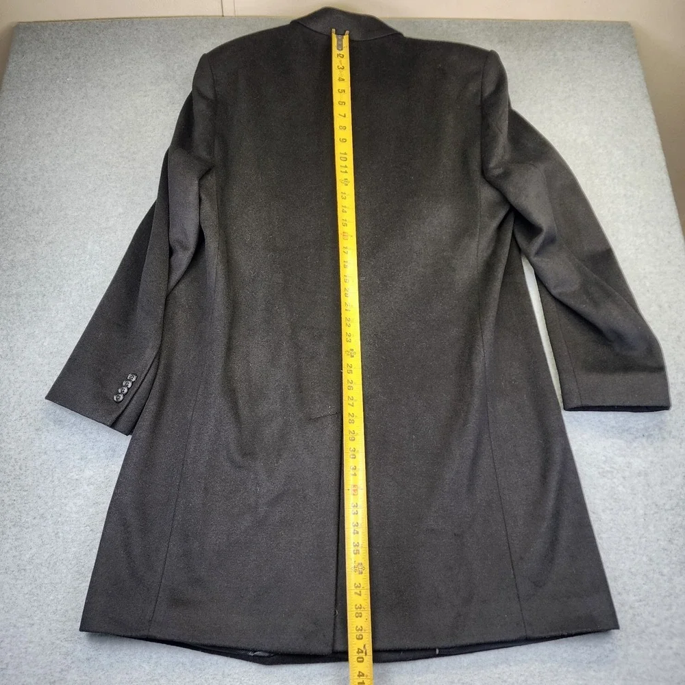 Jos A Bank Executive Men's‎ 46L LONG Black Wool Blend Tweed Overcoat Top Coat